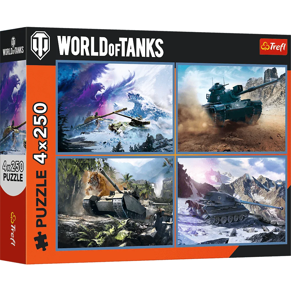 Trefl World Of Tanks Puzzle 4x250 Teile - 4-in-1 Set Für Jugendliche