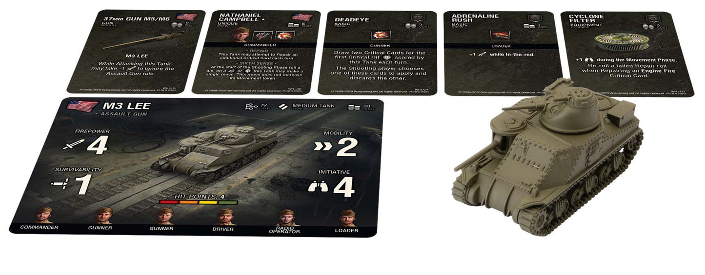 World of Tanks Battlefront U.S.A. Tank Platoon (M3 Lee, M4A1 75mm Sherman, M10 Wolverine) Miniatures Expansion Pack Multi